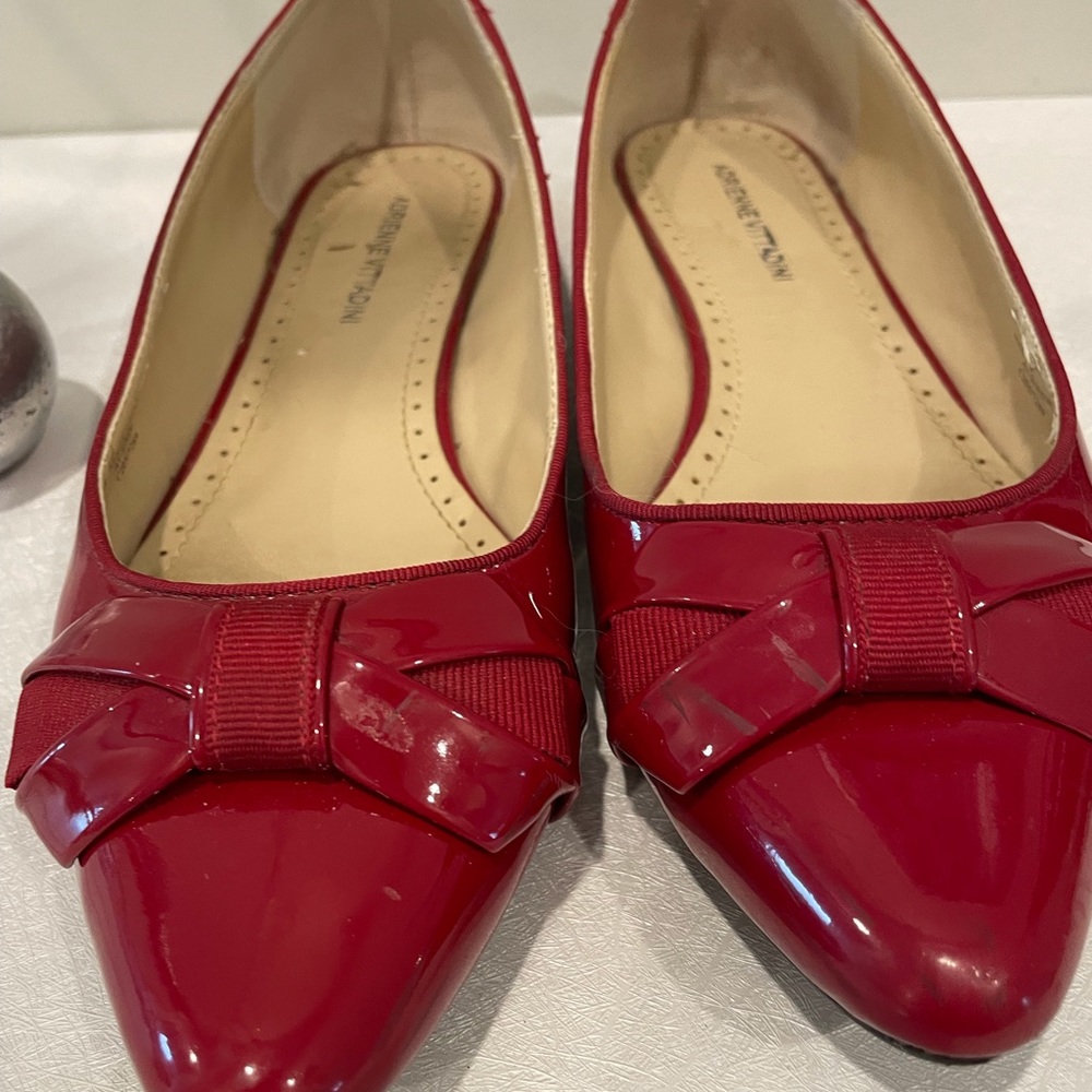 Red patent leather flats
